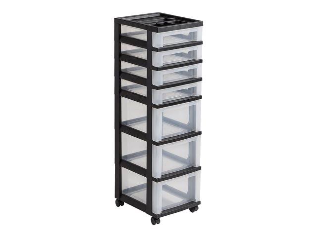 7 Drawers Clear Black Storage Cart Q92060