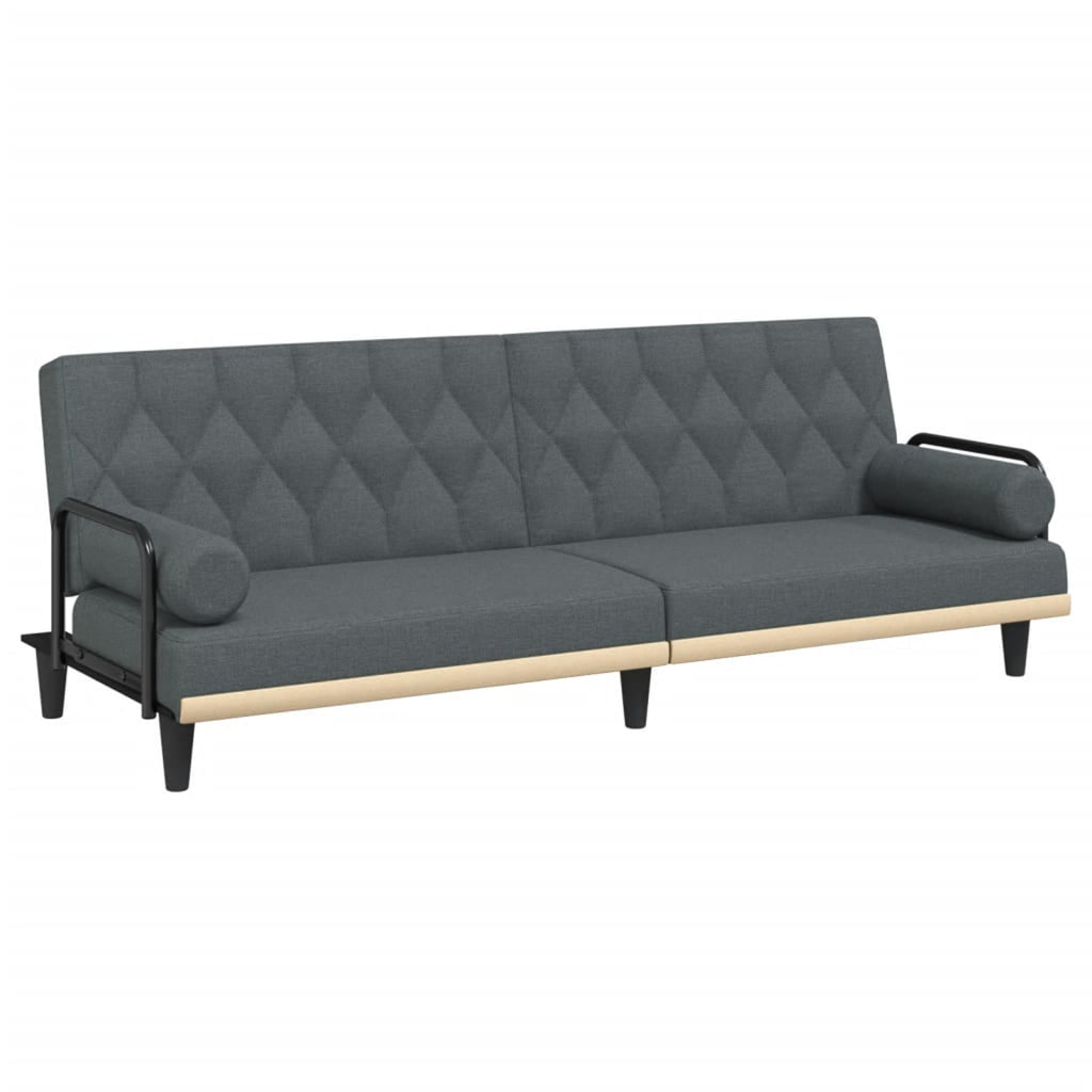 Dark Gray Fabric Sofa Bed with Armrests N227261