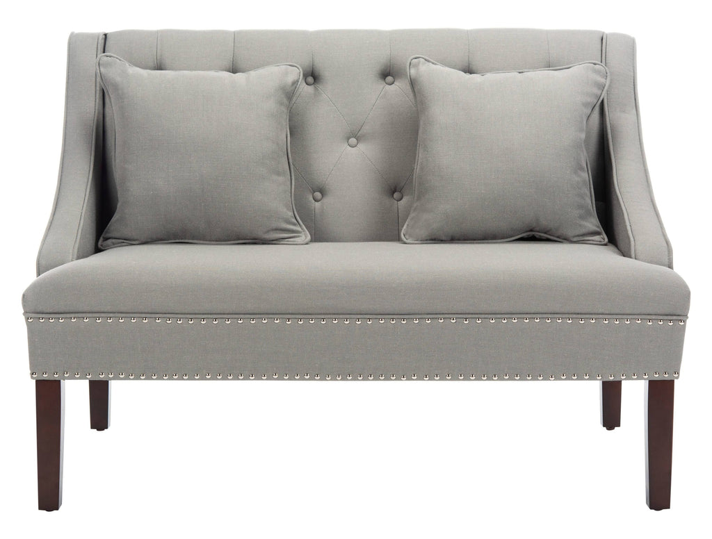 Grey Linen Settee with Silver Nailheads J697