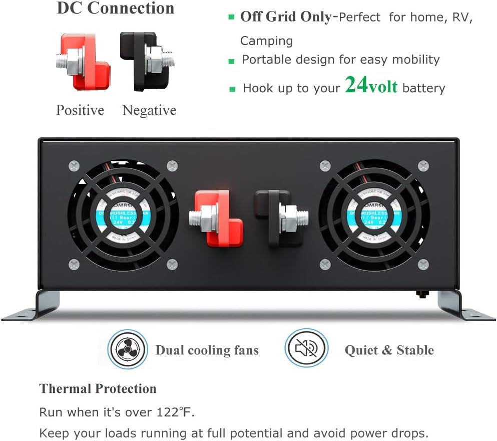 3500W Pure Sine Wave Power Inverter 24V DC to 120V AC Converter N9836