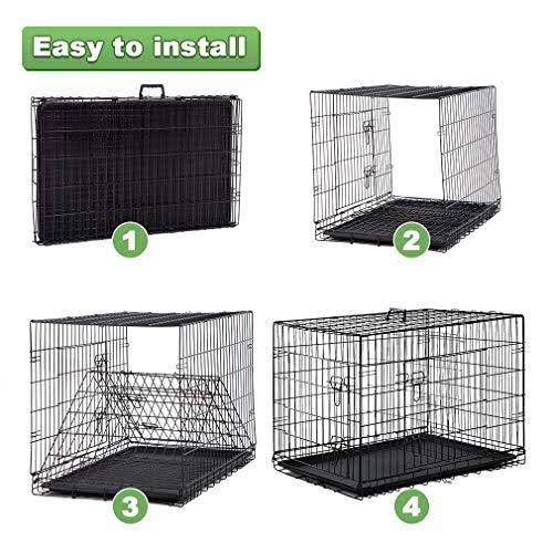 48 inch Large Dog Crate Metal Wire Double-Door Folding Pet Cage with Plastic Tray Y638