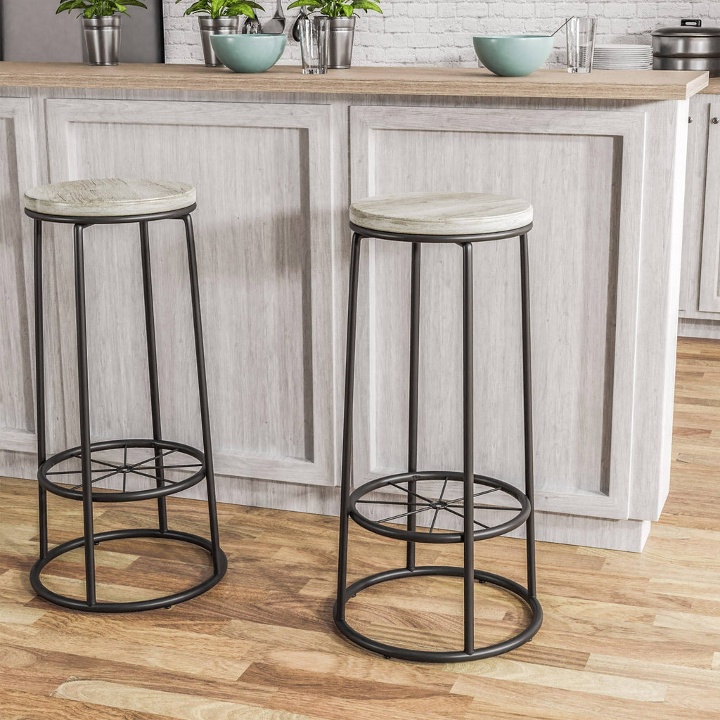 Rustic Metal Barstools Set of 2 V2167