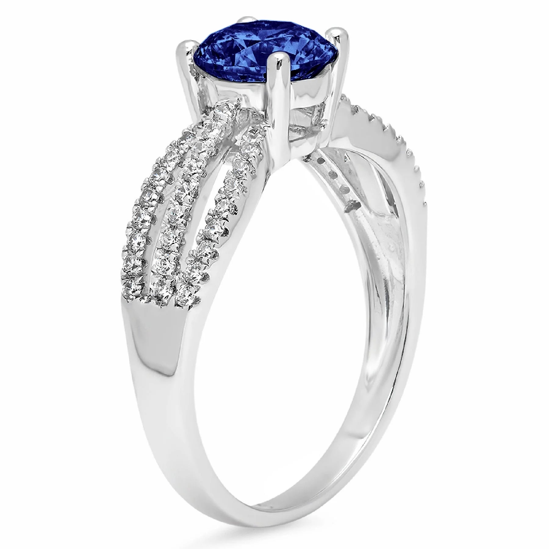 1.27ct Round Cut Blue Simulated Tanzanite 14k White Gold Ring Size 7.5 A4456