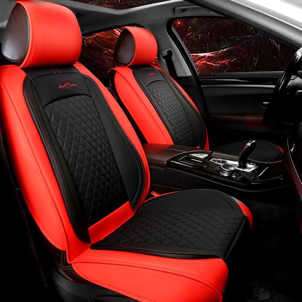 Gray and Black Faux Leather Car Seat Covers (1 Pair) X62510