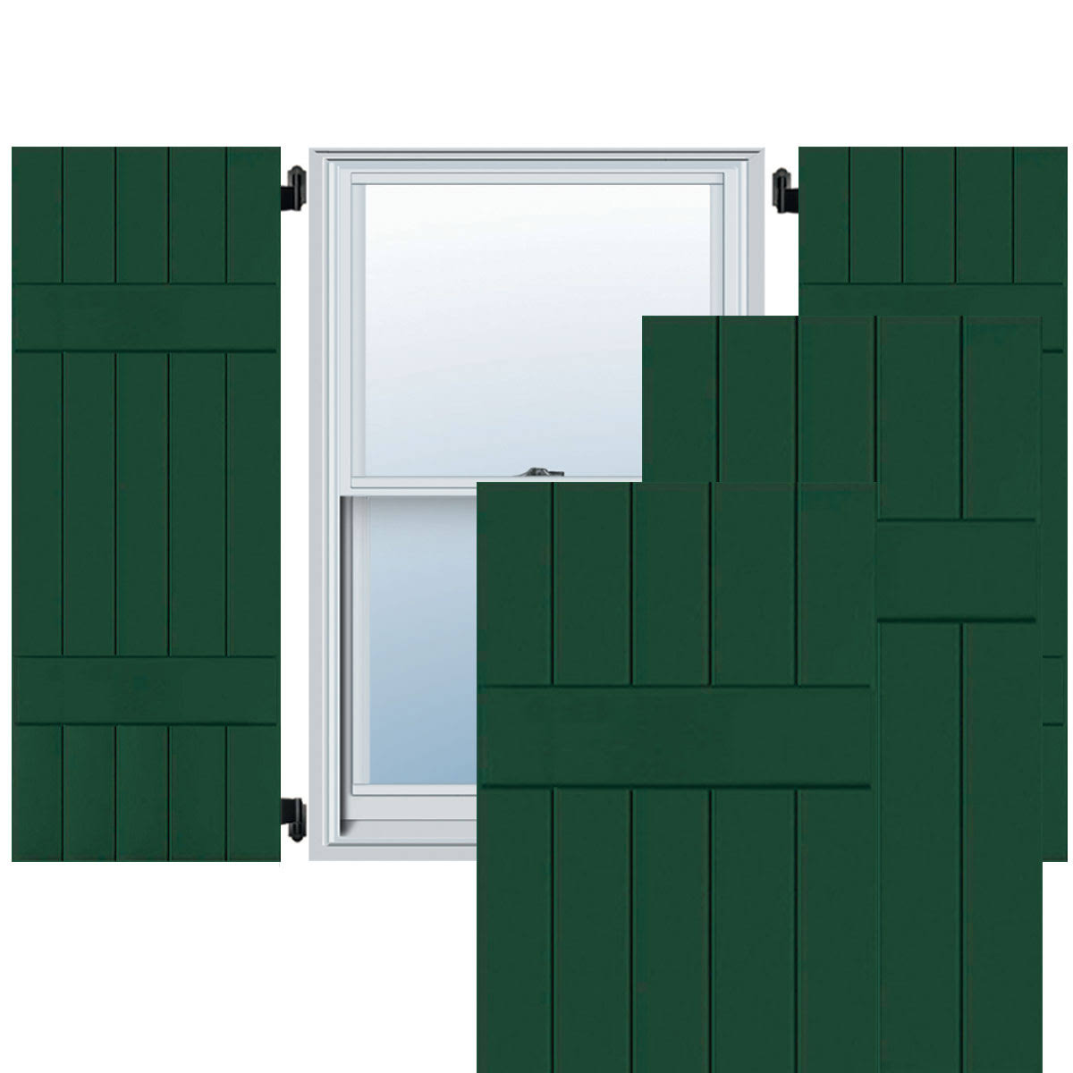 18 in. x 45 in. Real Wood Board and Batten Shutters Pair D826
