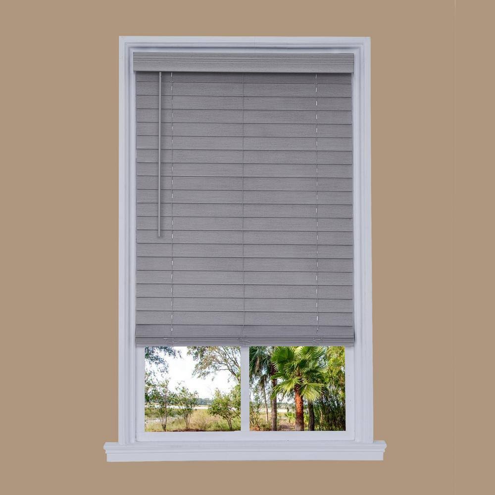 Gray Faux Wood Cordless Room Darkening Horizontal Blinds M17911
