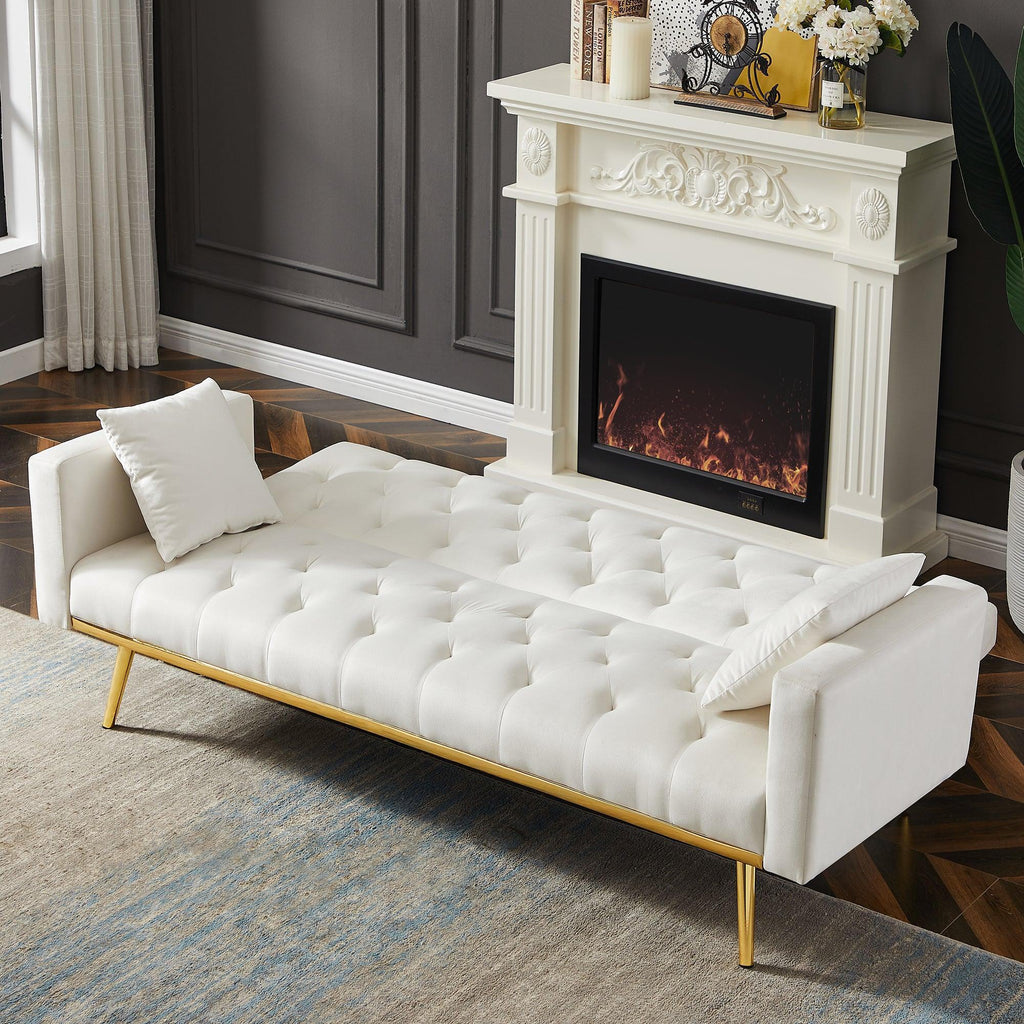 Cream White Convertible Folding Futon Sofa Bed N540287
