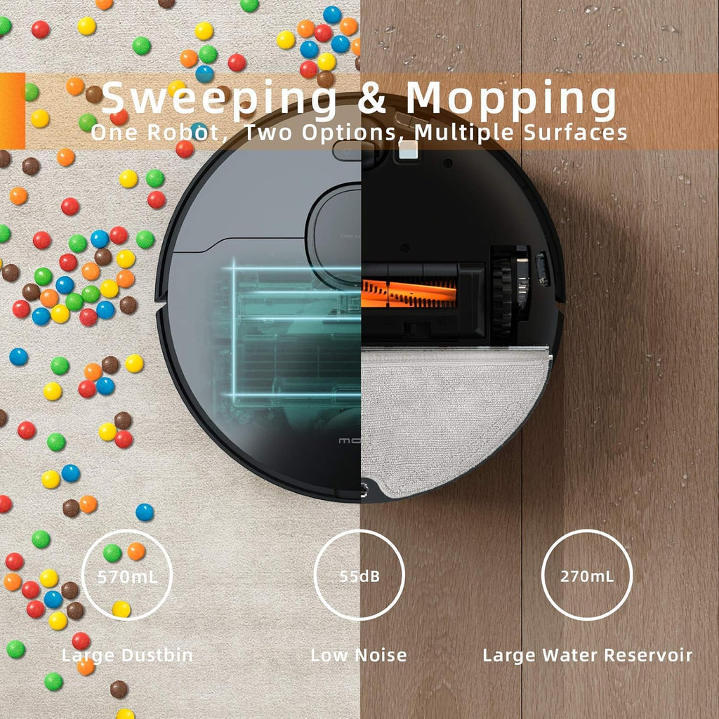 Robot Vacuum and Mop with Lidar Navigation, 4000Pa Suction, 5200mAh Battery X98223