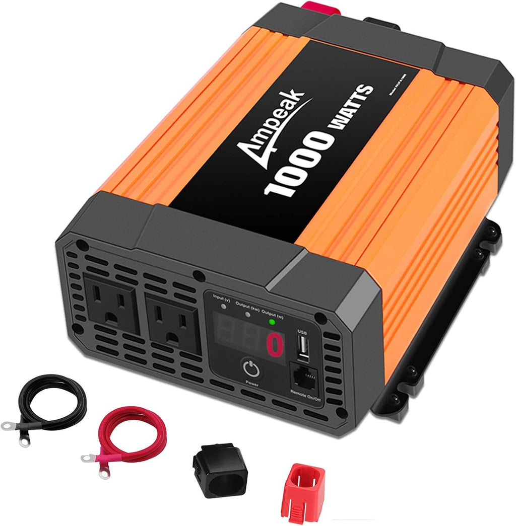 2000W Power Inverter 12V to 110V with 3AC Outlets and USB F9423
