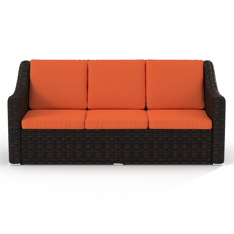 Orange Cast Iron Outdoor Wicker Sofa C504