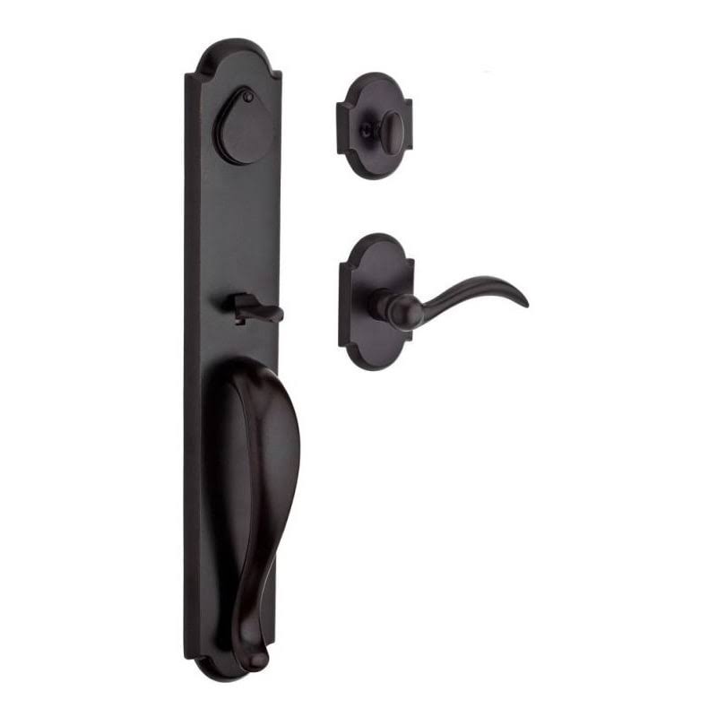 Double Cylinder Elkhorn Handleset with Left Hand Arch Lever Dark Bronze I44239