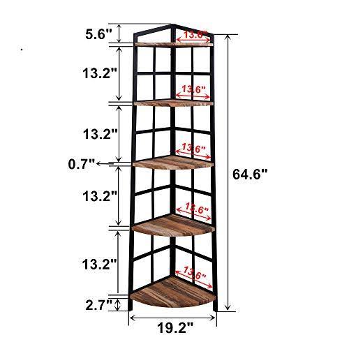 5-Shelf Industrial Corner Bookcase I39426