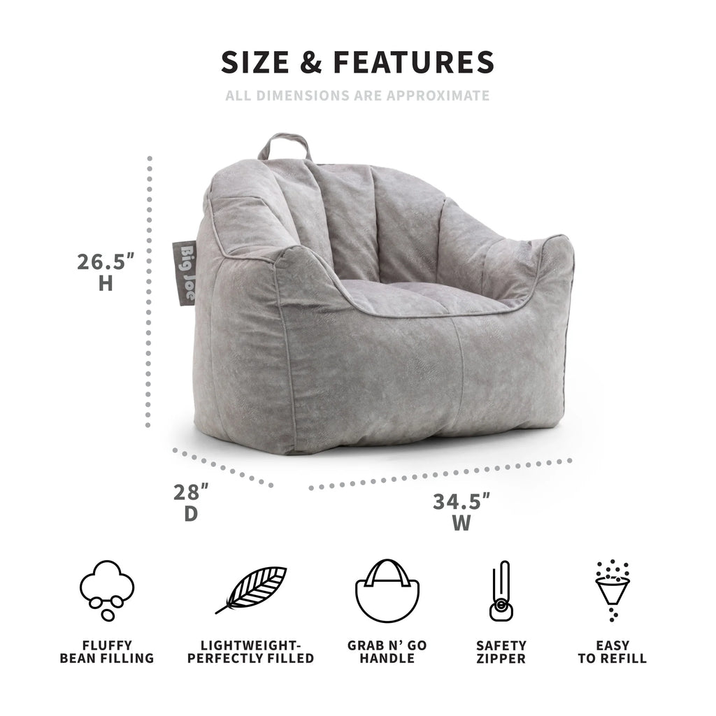 Gray Hyde Faux Polyester Blend Bean Bag Chair K6070