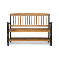 Rustic Acacia Wood Bench with Shelf O807