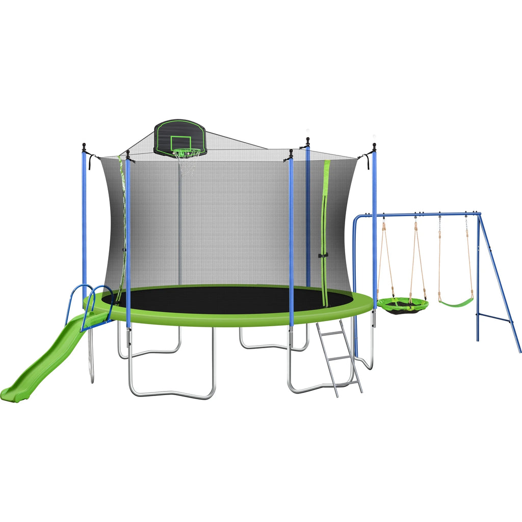 12FT Trampoline with Swing and Slide J4331