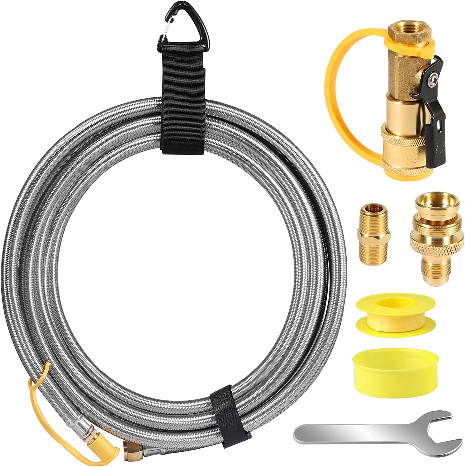 12FT 1/4'' Quick Disconnect Propane Hose and Safety Shutoff Valve W212997