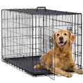 48 inch Large Dog Crate Metal Wire Double-Door Folding Pet Cage with Plastic Tray Y638