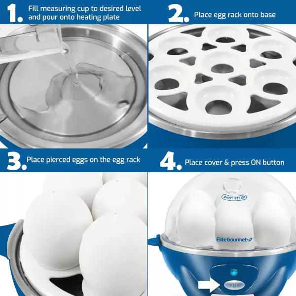 7 Egg Capacity Electric Egg Cooker with Auto Shut-Off S12854