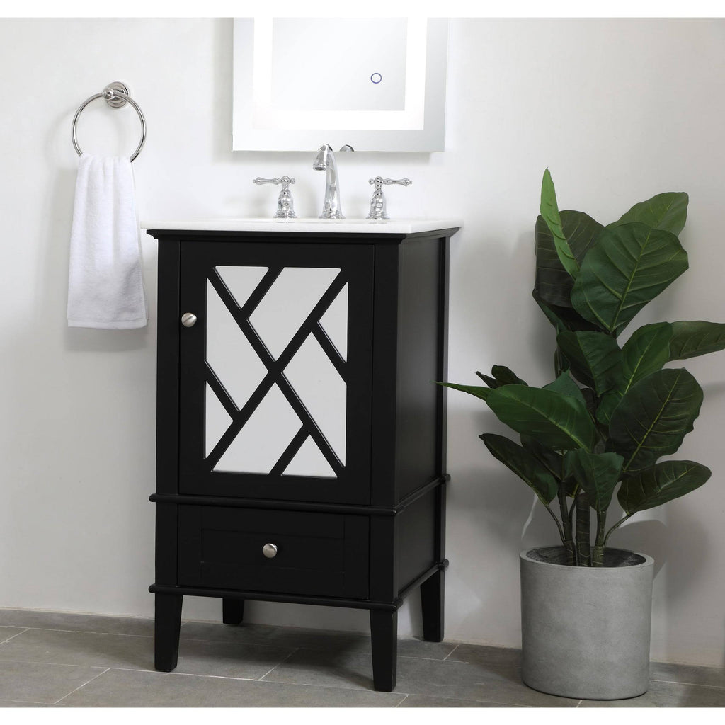 White Marble Top Vanity Cabinet Set 24 inch D749