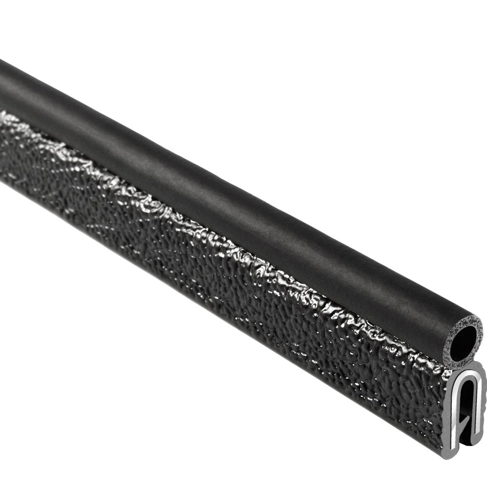 Trim Seal with Top Bulb, 25’ Length, PVC Plastic Trim with EPDM Rubber Seal, Pack of 2 X921877