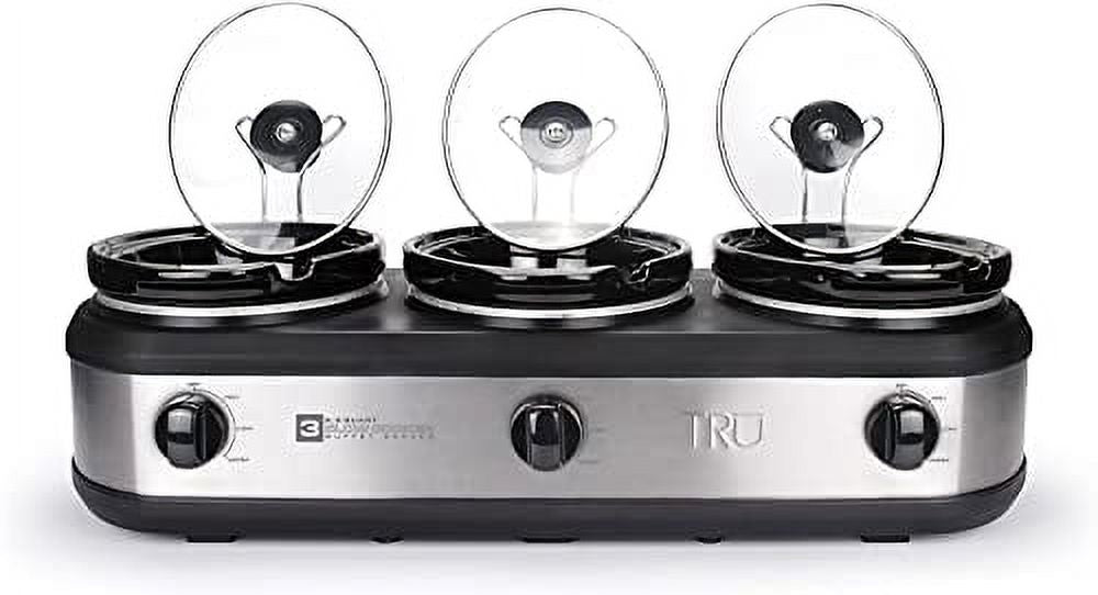 Triple Slow Cooker Buffet Server with 3 Serving Spoons, 3 Inserts, Each 2 1/2 Quarts Y68456