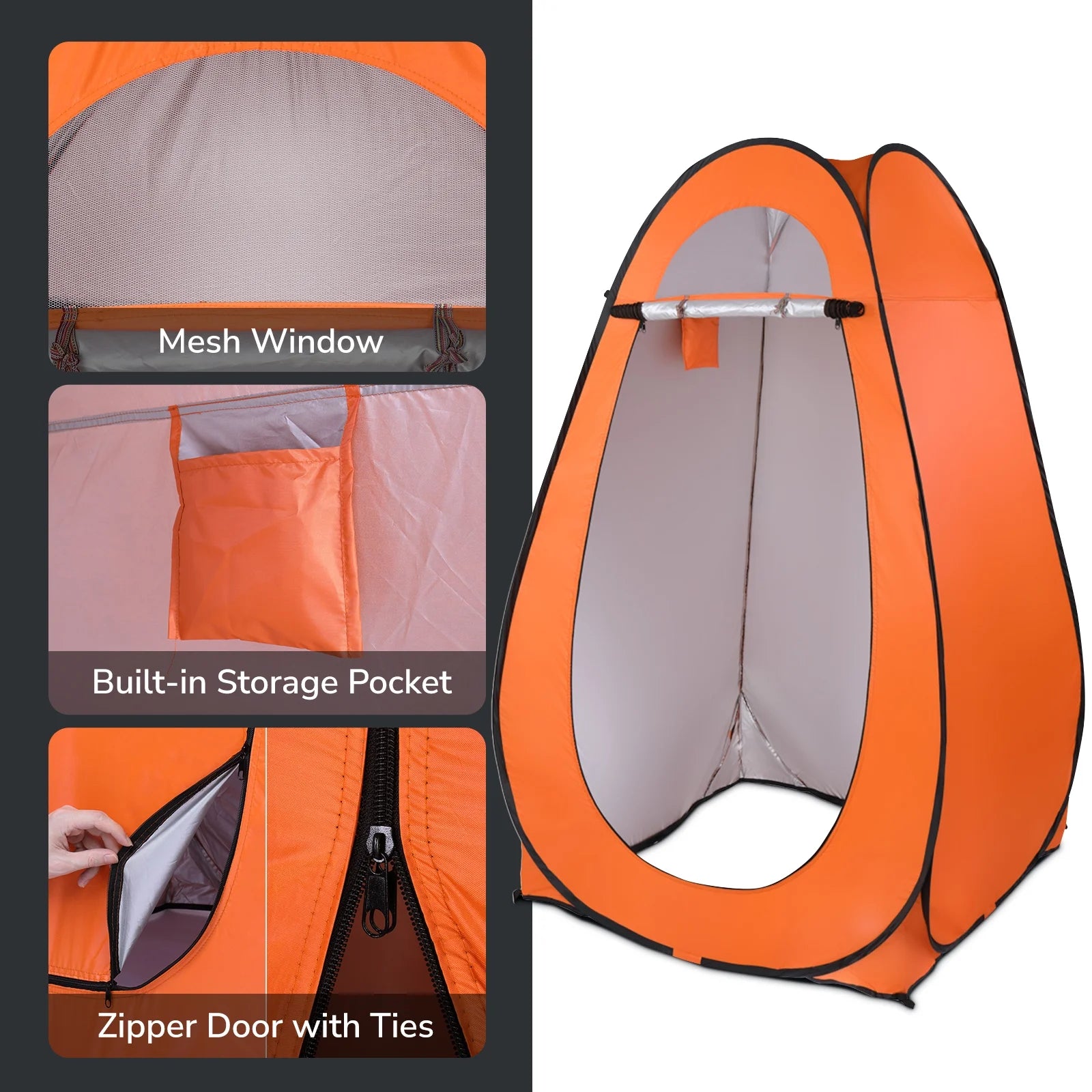 Orange Pop Up Privacy Tent for Camping J74881