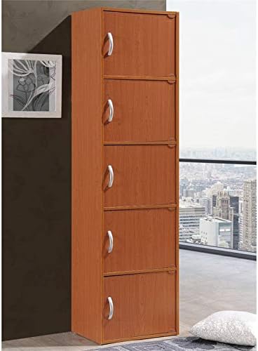 5 Shelf 5 Door Bookcase in Cherry V517