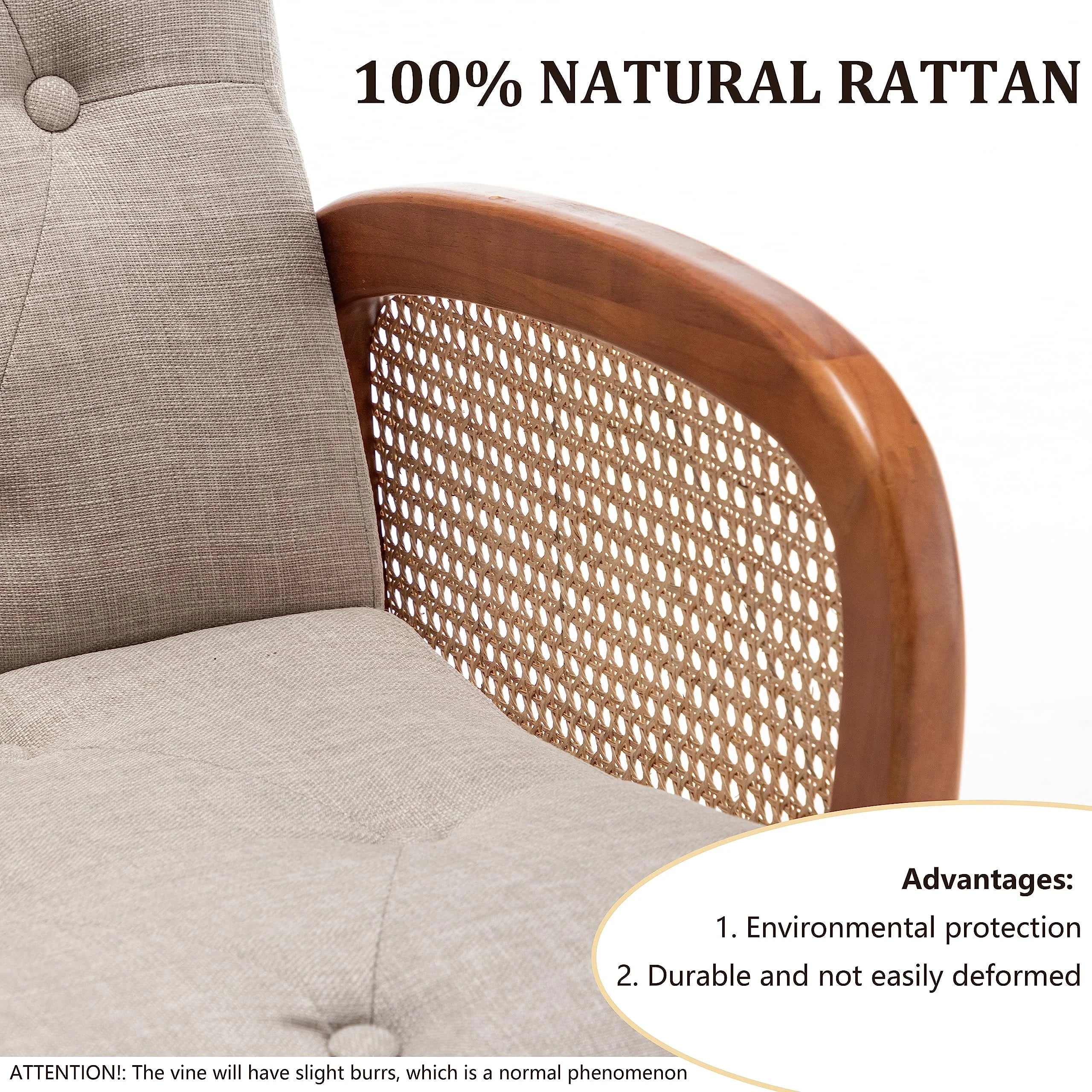 Rattan Accent Chair with Wooden Frame P8557