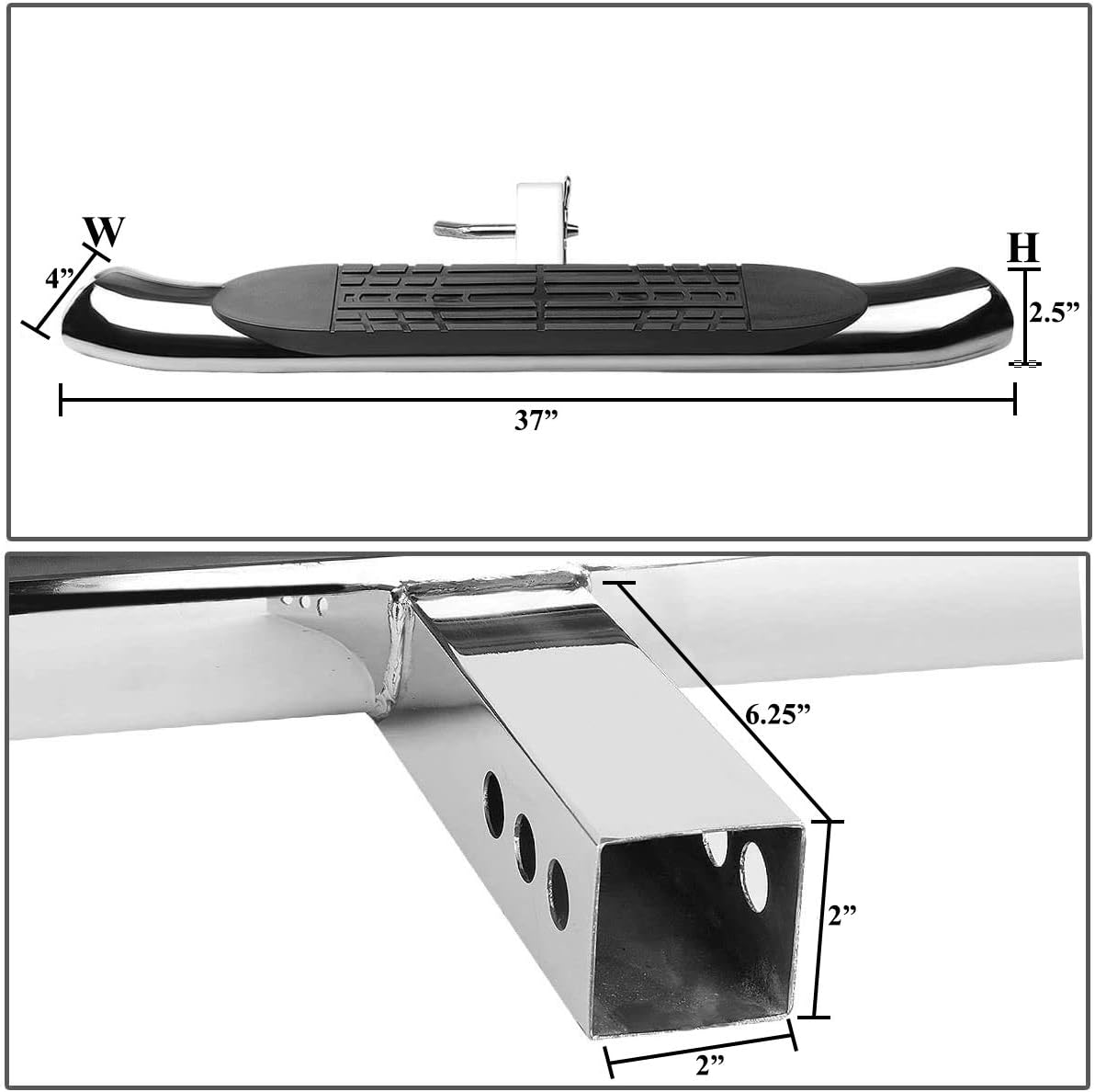 Black Horse Stainless Steel Rear Hitch Step N568482