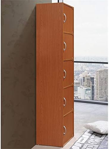 5 Shelf 5 Door Bookcase in Cherry V517
