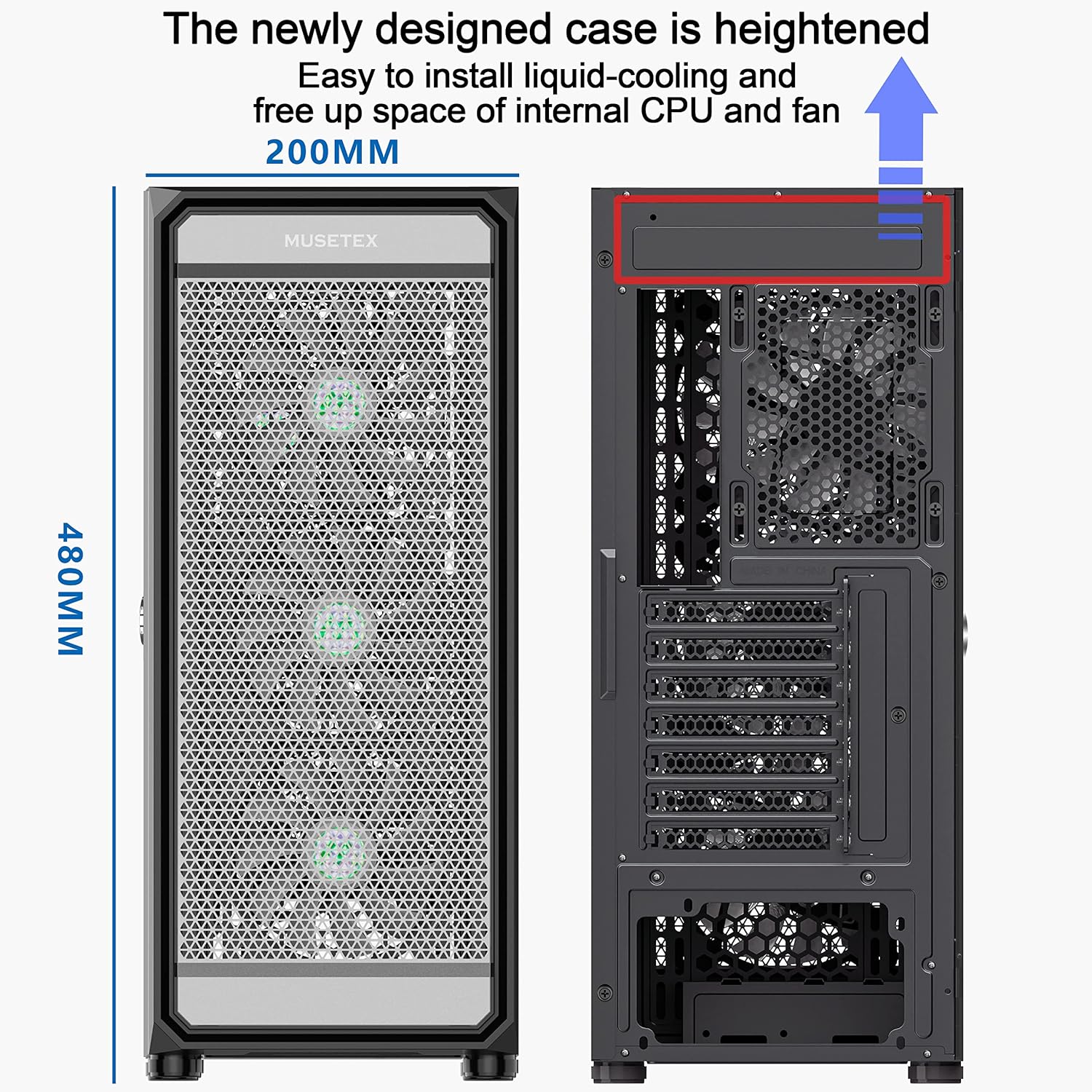 ATX PC Case with 6pcs ARGB Fans Type-C Port USB 3.0 Airflow Mid Tower Mesh Front Panel Tempered Glass Side Door Computer Gaming Cases L2094