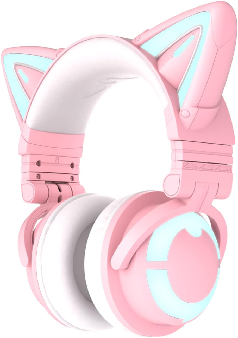 RGB Wireless 5.0 Foldable Gaming Headset with Mic, Black Pack of 2 B899867