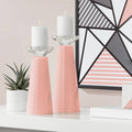 Coral Glass Pillar Candle Holder Set of 2 F1425