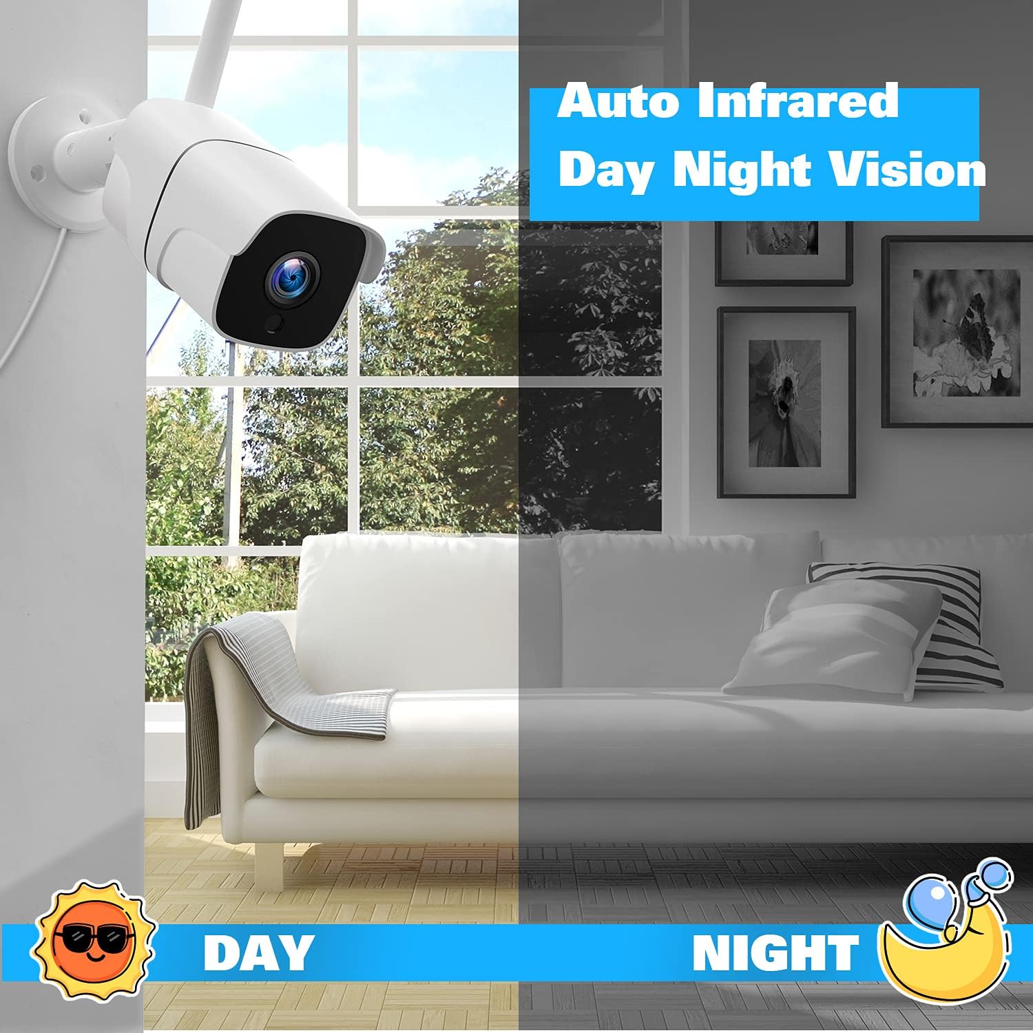 1080P Wireless Security Camera System with 1TB Hard Drive & 12 Monitor, 8CH NVR, 4pcs 2.0MP Outdoor IP Cameras Q86297