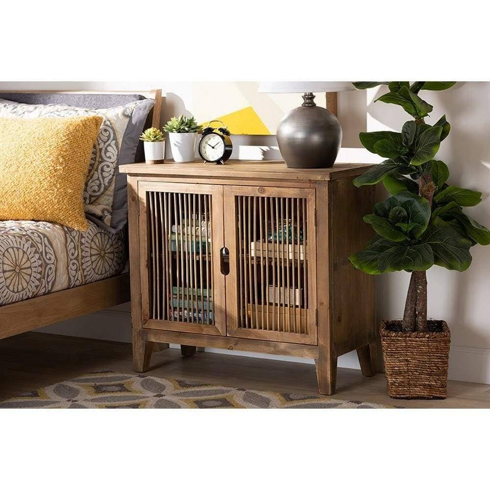 2-Door Wood Accent Storage Cabinet Medium Oak T950