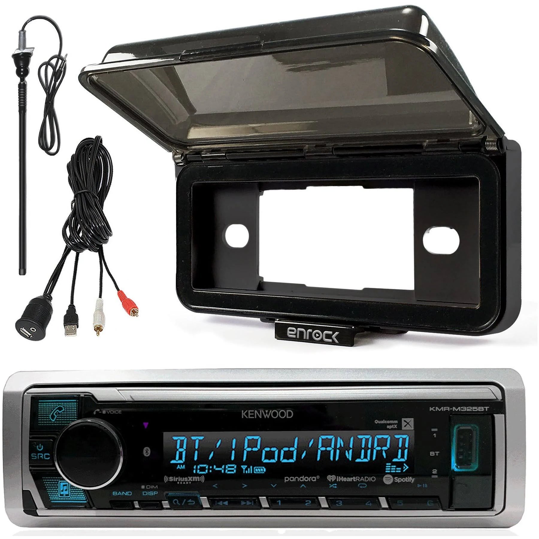 Marine Boat Audio Bluetooth USB Receiver with Black Waterproof Protective Cover K484867