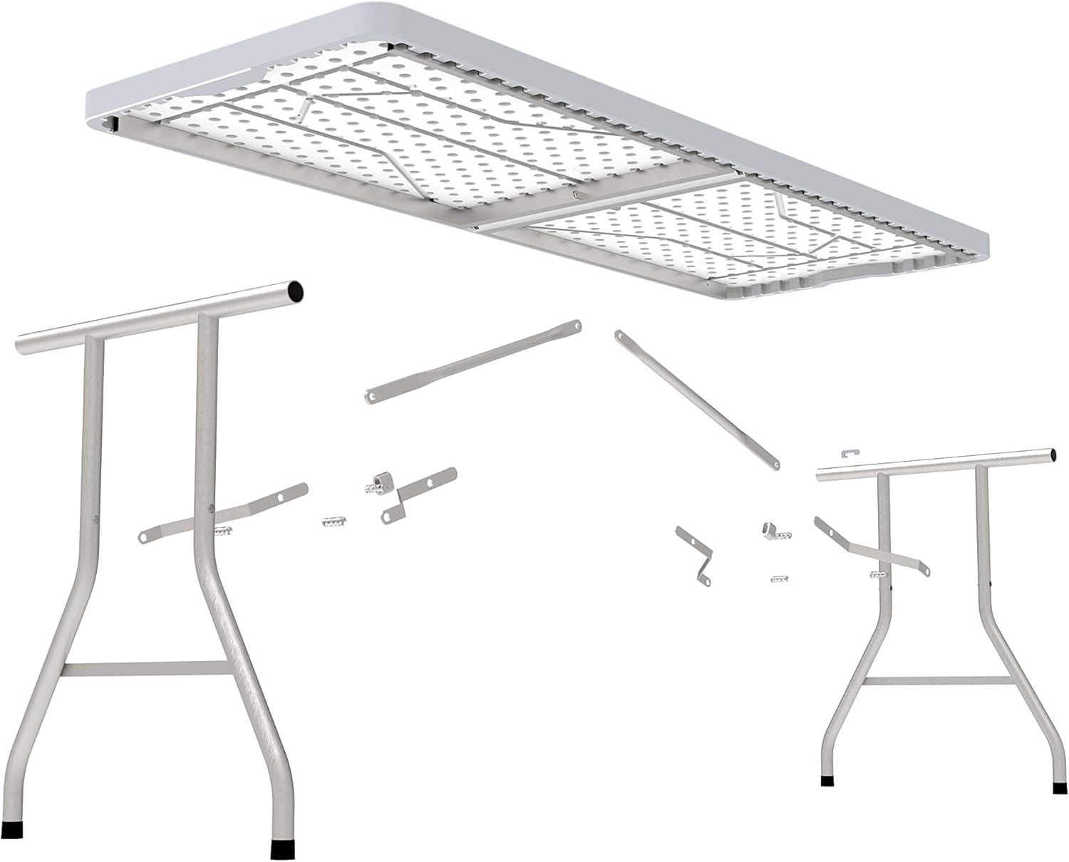 White 4 Foot Folding Utility Table with Carrying Handle U86519
