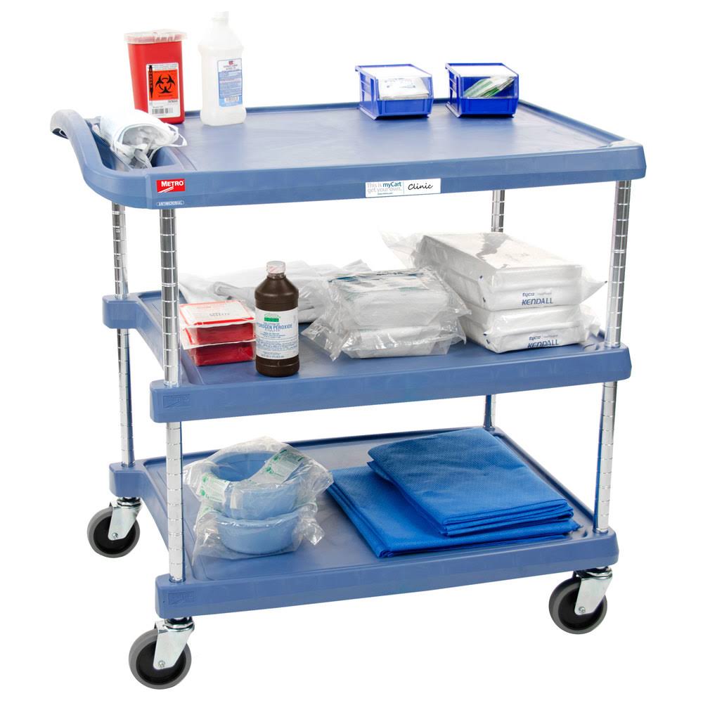 3-Shelf Utility Cart with Microban F696