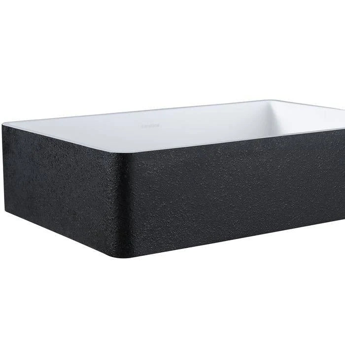 Rectangular Black and White Bathroom Vessel Sink W501100