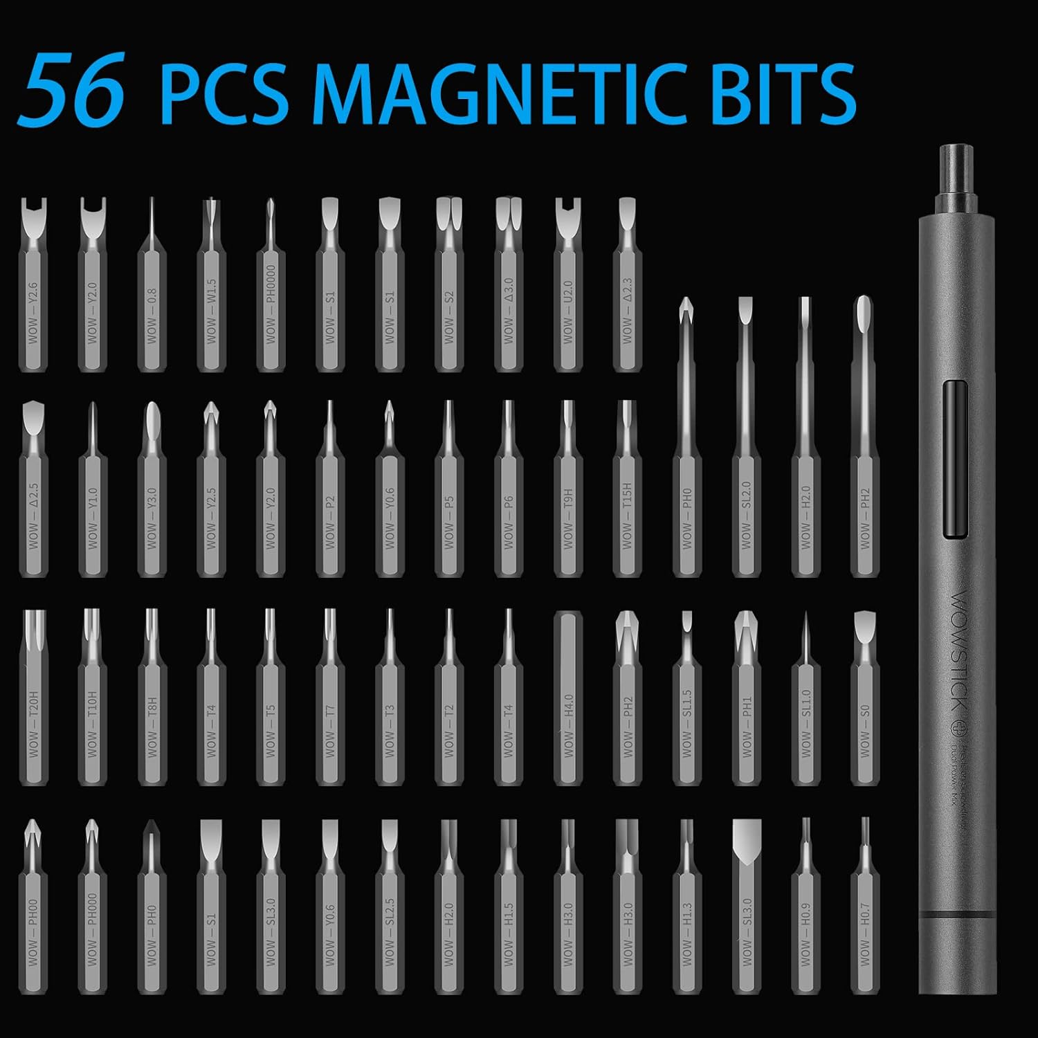 Mini Electric Screwdriver 69 In 1 Precision Screwdriver Set with 56 Magnetic Precision Bits & LED Light, Rechargeable, Pack of 2 S303798