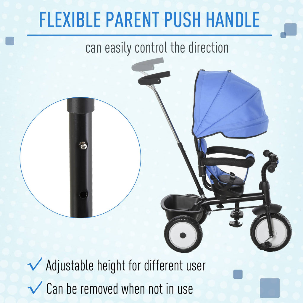 2 in 1 Baby Tricycle Stroller with Adjustable Canopy Detachable Guardrail Safety Belt V70300