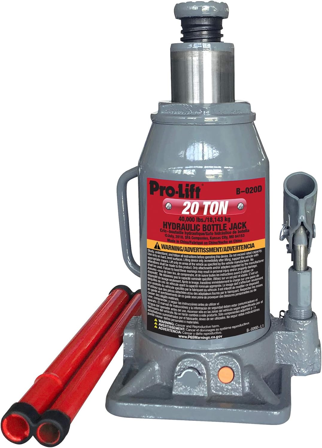 Grey Hydraulic Bottle Jack 20 Ton Capacity Pack of 2 O1346
