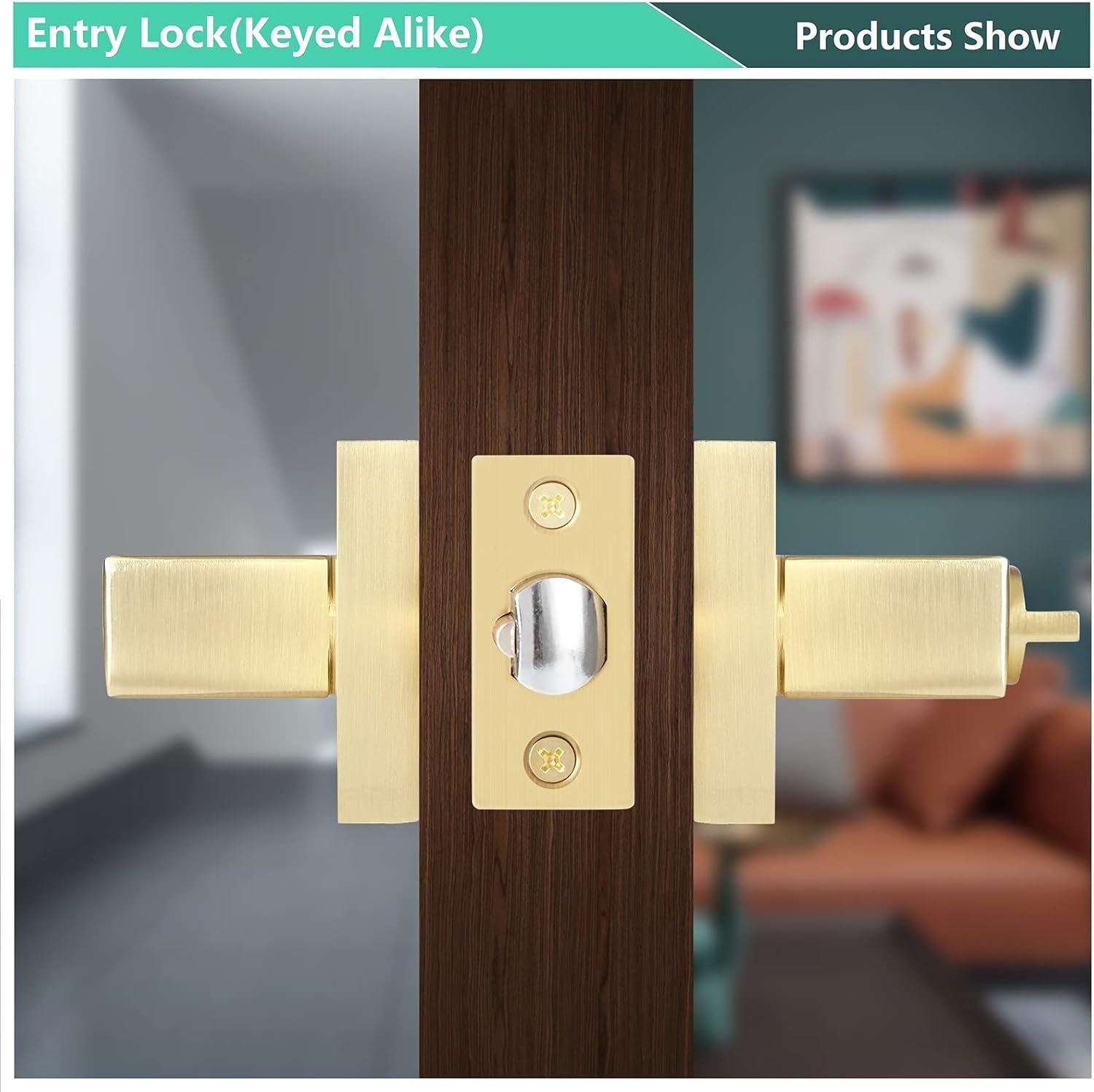 4 Pack Square Euro Style Door Leversets in Stain Brass Finish with Keys D2567