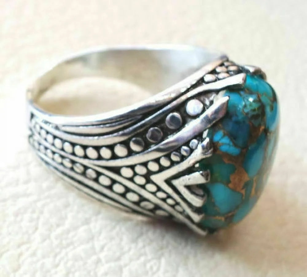 925 Sterling Silver Turquoise Gemstone Ring M640936