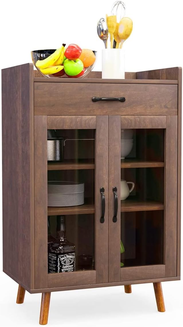 Brown Glass Door Storage Cabinet S47101