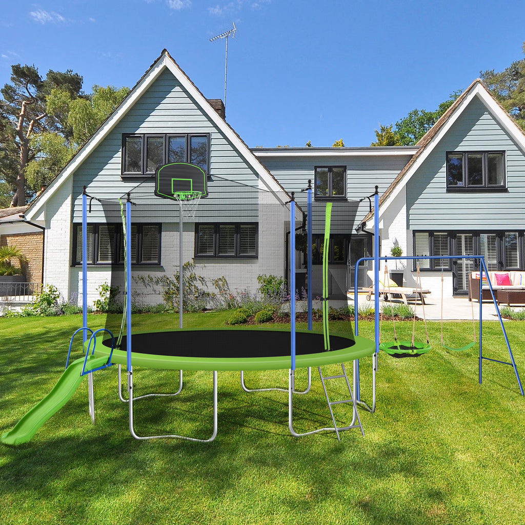 12FT Trampoline with Swing and Slide J4331