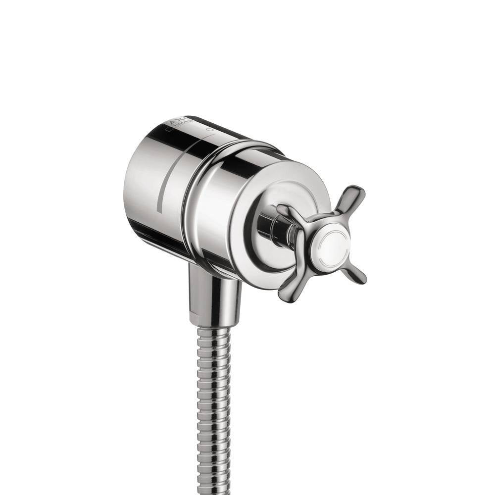 Brushed Nickel Wall Outlet with Cross Handle U990