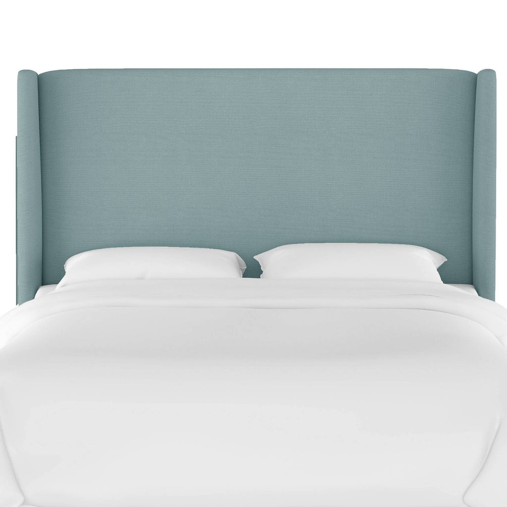 California King Upholstered Wingback Headboard Linen Seaglass S16321