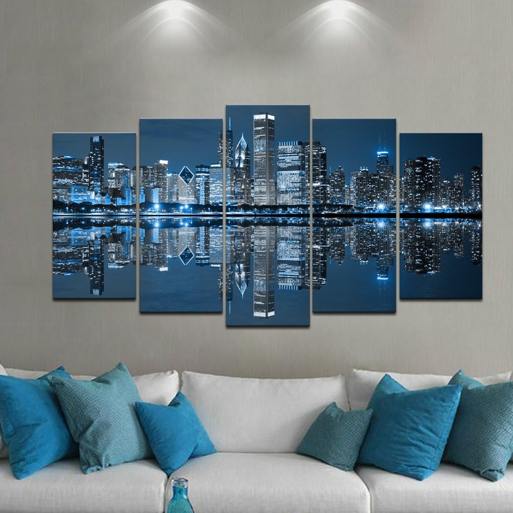 Large 5 Panels Framed Canvas Print Wall Art E549034