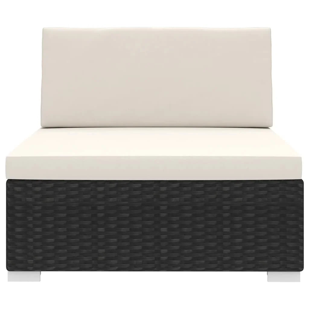 Poly Rattan Black Sectional Middle Seat with Cushions V9288